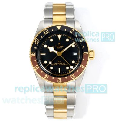 Swiss copy Tudor New Black Bay GMT Brown & Black Bezel 2824 Two-tone Steel Watch 